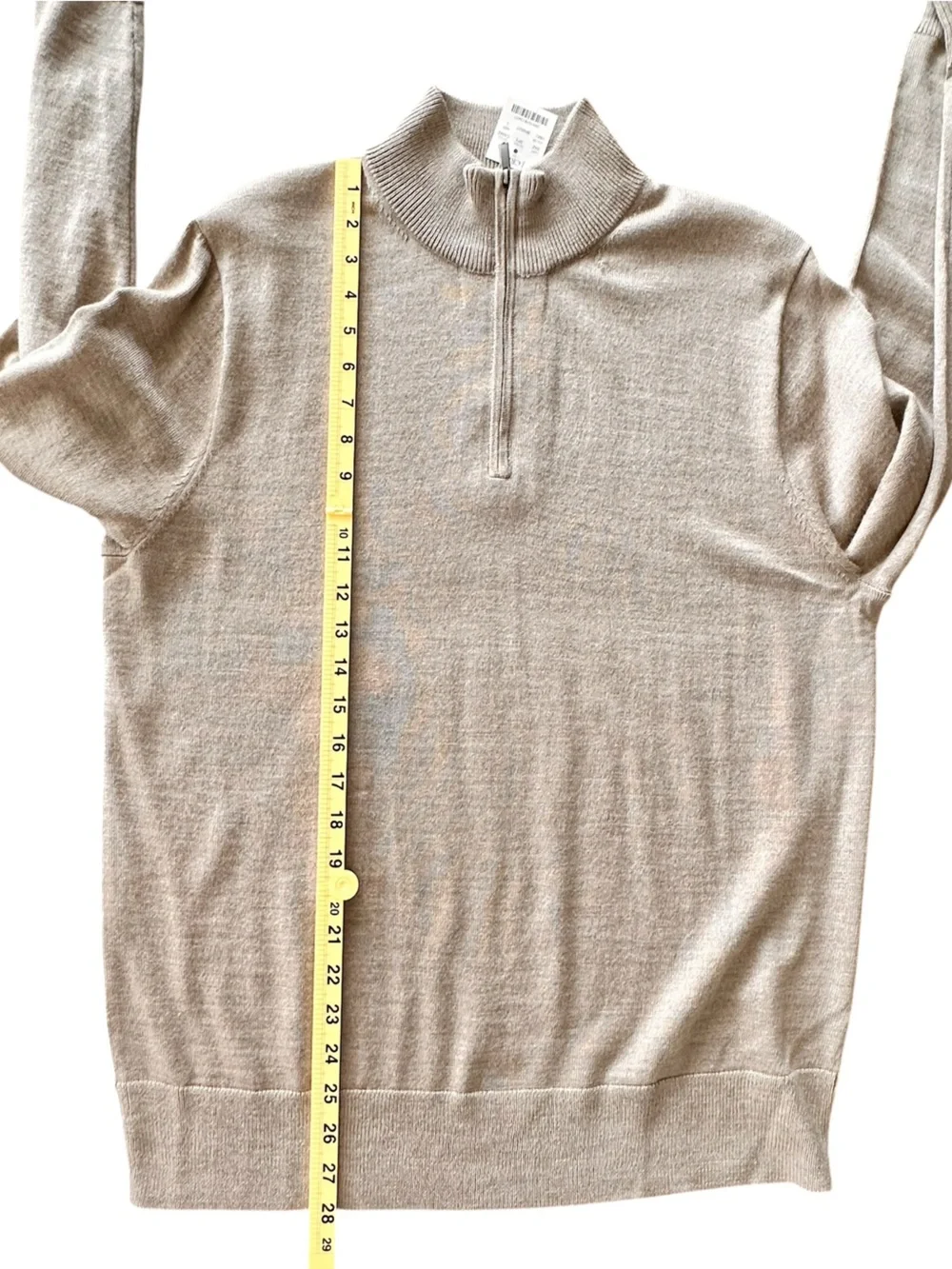 J. Crew Factory Men's Merino wool-blend quarter-zip Sweater Taupe Classic Large